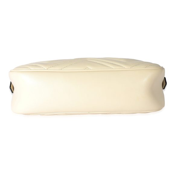 Gucci White Leather Small GG Marmont Shoulder Bag - Picture 5 of 8